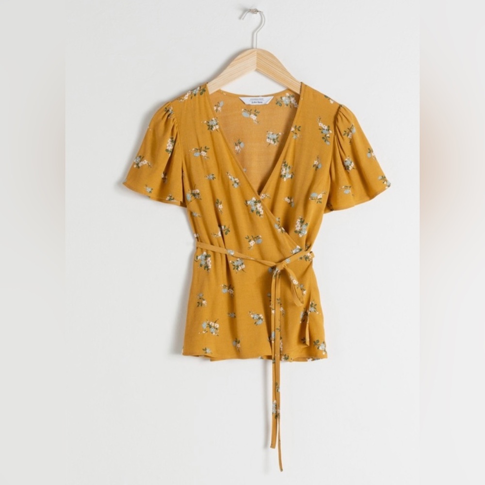 & Other Stories yellow wrap floral blouse